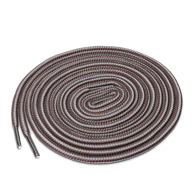 INSPIRE CHIC Lacet de Botte Unisexe Rond en Corde à Rayures Bicolores 1/5 Épais 90cm / 35.43 Pouces Gris Clair Brun