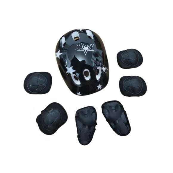 Colaxi 7 Pieces/Set Kids Bike Helmet Roller Skating Helmet Hat Protection Gear Breathable Skateboard Helmet for Roller Skate Skating