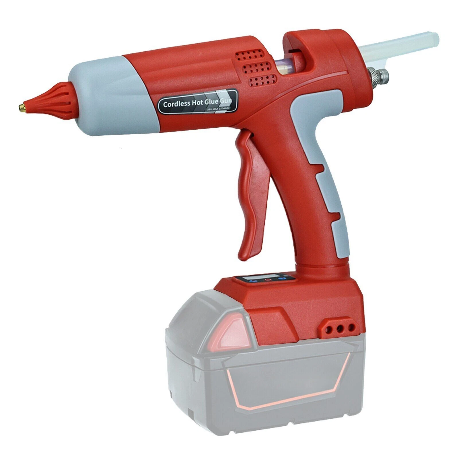 Cordless Hot Melt Glue Gun for Milwaukee Li-ion Battery With temperature display