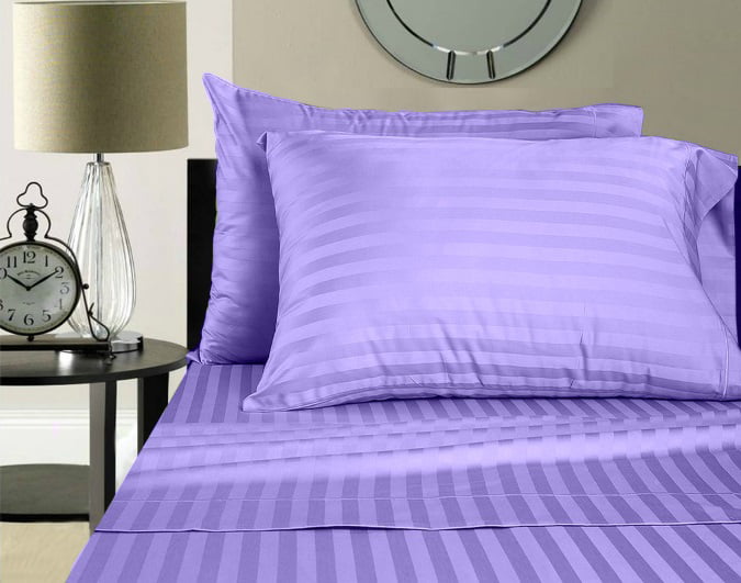 1000 TC Lavender Striped RV Camper & Bunk Sheet Set All Sizes Egyptian Cotton 