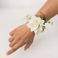 thumbnail image 3 of Efavormart 2 Pack White Silk Rose Wrist Corsage With Pearls, 4" Flower Bracelet Wedding Accessories, 3 of 10