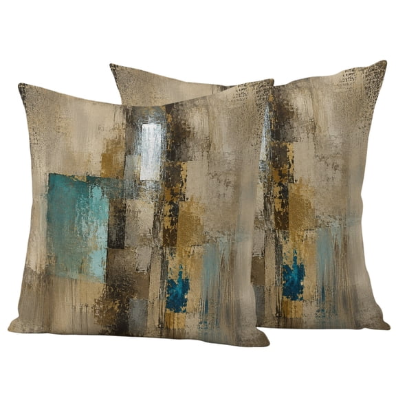 Brown Abstract Outdoor Waterproof Pillow Covers, Vintage Mottled Gradient Modern Minimalist Decorative Square Throw Pillowcase Sofa Cushion Sham for Patio/Couch/Chair, 18"x18" 2 Pack