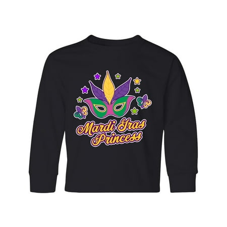 - Mardi Gras Princess with Mask and Stars Youth Long Sleeve T-Shirt