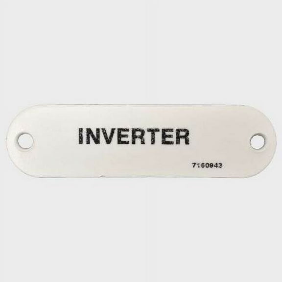 Carver Boat Inverter Label 7160943 | 2 3/4 x 3/4 Inch White Plastic