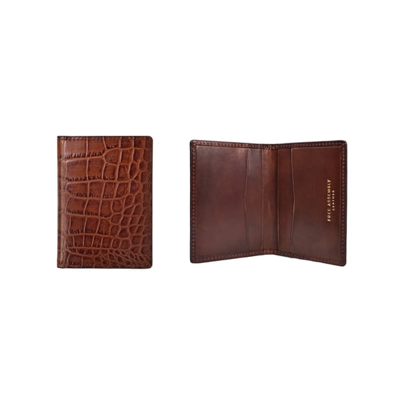 Free Assembly Croco Leather Duo Fold Card Case, Brown