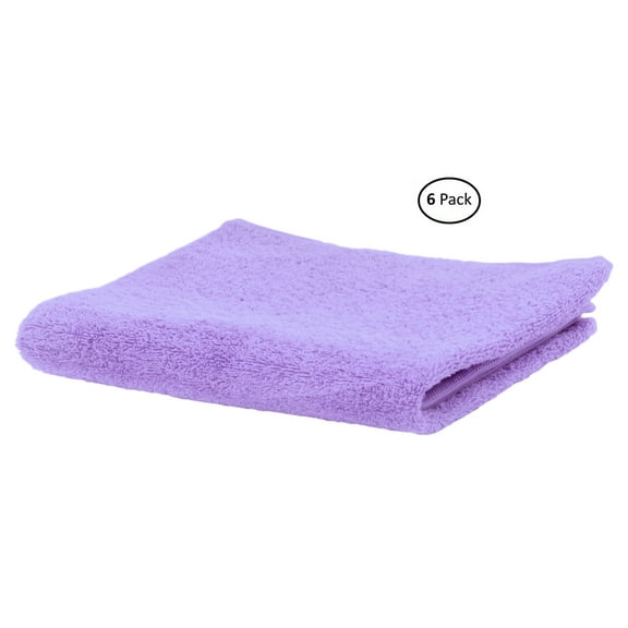 Puffy Cotton Premium 13" by 13" Hotel and Bath 100% Natural Soft Cotton Washcloth Set of 12 - Lavender