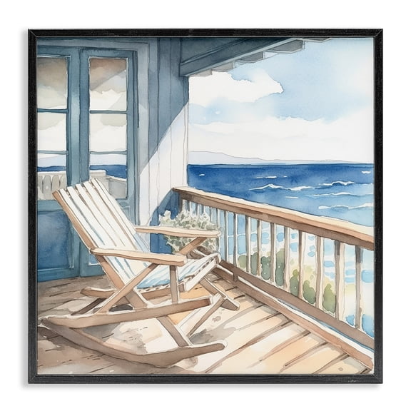 Stupell Industries Rustic Lodge Seaside Porch View Black Framed Giclee Art, 17 x 17, by LSR Design Studio