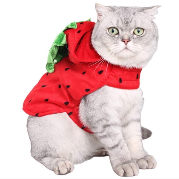 Disfraz de gato fresa ANIAC para gatos y perros pequeños