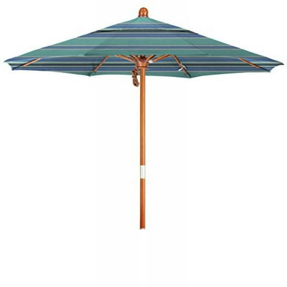 California Umbrella 7.5' Grove Series Patio Umbrella With Wood Pole Hardwood Ribs Push Lift With Sunbrella 1A Dolce Oasis Fabric