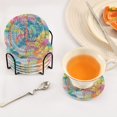 thumbnail image 5 of Haosy Set of 6 Drink Woven Coaster with Holder Heat Resistant Non-Slip Bar Coasters 4 Inches Vibrant Palm Trees, 5 of 7