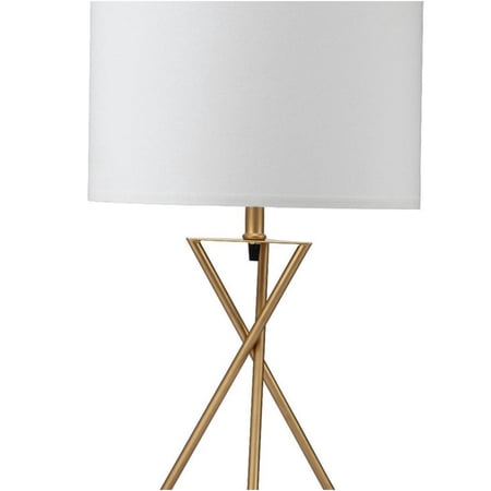 JERFIT Mid-Century Modern Gold Table Lamp with Hourglass Metal Base for Bedroom or Living Room