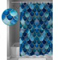 thumbnail image 2 of Shower Curtain Abstract Geometric Patchwork Waterproof Shower Curtain Set with Hooks for Bathroom Showers,Stalls and Bathtubs,54x78InRetro Blue Gradient Pattern, 2 of 9