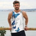 thumbnail image 5 of Rocae Blue Flying Butterflies for Men's Workout Tank Top Men's Running Tank Top Dry Fit Athletic Workout Tank TopsLarge, 5 of 9