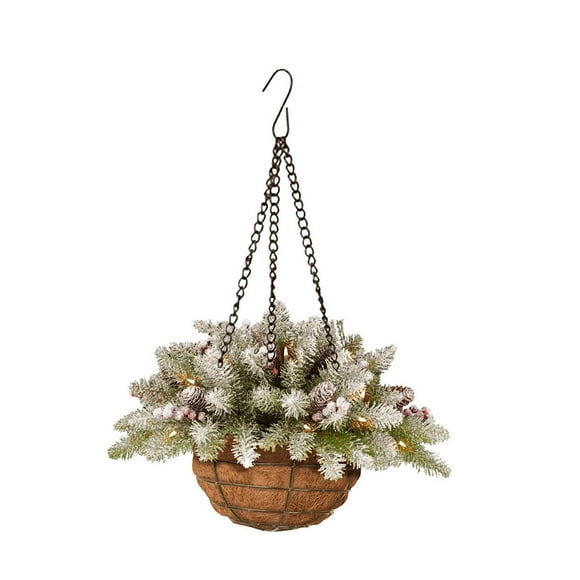Cesta colgante navideña artificial, decoración navideña, regalo, delicada colgante Blanco