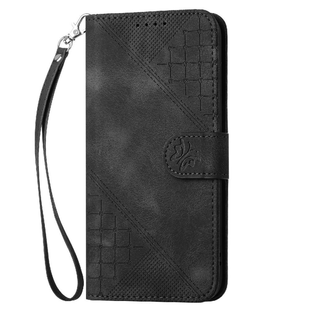 Flip Case for Samsung Galaxy S25 Fe with Detachable Hand Strap High Quality Leather Phone Case Embossed Butterfly and Credit Card Slot