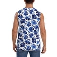 thumbnail image 4 of Lsque Blue Roses Print Men's Cotton Blend Sleeveless Muscle Shirts (S-3XL)- Moisture Wicking, Odor Protection, UPF 30+,Small, 4 of 8