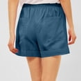 thumbnail image 5 of Linen Shorts for Women Casual Summer Elastic High Waisted Wide Leg Short Pants with Pockets Dark Blue 2XL, 5 of 7