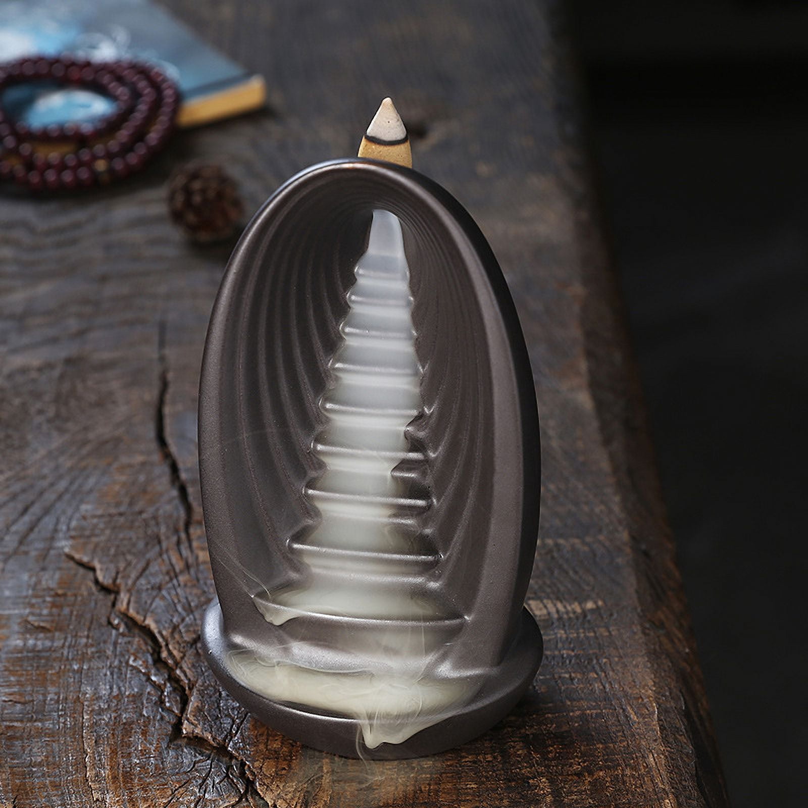Backflow Incense Burner Flow Backflow Censer Waterfall Incense Burner Incense Stick Holder Fragrance Flowing Smoke Burner for Relaxation Yoga Home Ornament