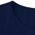 thumbnail image 6 of Womens Casual Tops Solid Color Crewneck Short Sleeve Buttons Shirts Summer Daily Vacation T Shirt Dark Blue XL, 6 of 8