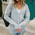 thumbnail image 5 of Odeerbi Cardigan for Women Open-Front Cardigan Sweaters 2025 Fashion Top Outwear Coat Sleeve Long Sleeve Daisy Coat Gray, 5 of 9