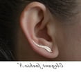 thumbnail image 5 of 1 Pair Chic Leaf Ear Climbers Delicate Fashion Crawler Cuff Stud Earrings Jewelry for Women (Silver), 5 of 6