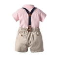 thumbnail image 5 of Glisme Boy Back To School Outfits Round Neck Short Sleeve Cartoon Prints Tops Shorts Soft Toddler Playsuit Pink, 5 of 8