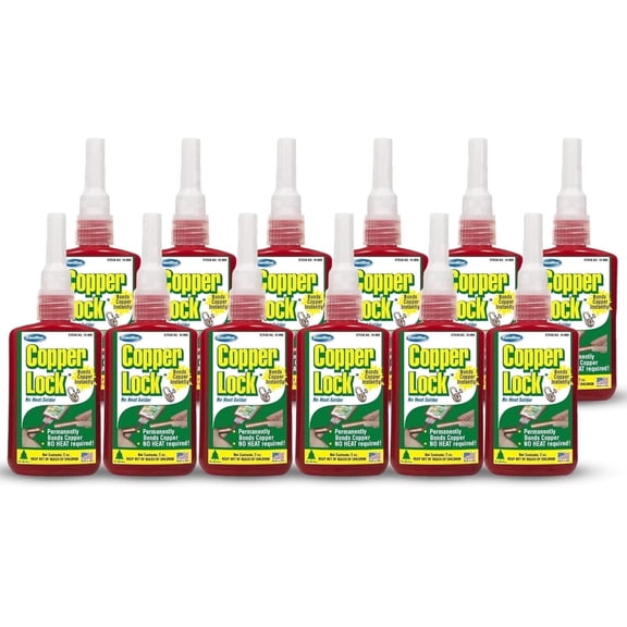 ComStar Copper Lock, 2 oz, Liquid Solder for Copper & Brass Pipes, Permanent Pinhole Leak Fix & Pipe Repair, No Torch Plumbing Adhesive, High Pressure HVAC Sealant Up to 500 PSI (Pack of 12)