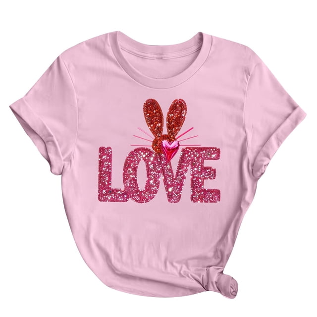 Lmnyox T-Shirt Imprimé pour Femmes Manches Courtes Été Décontracté T-Shirts Col Rond Ample Chandail Mode 2025
