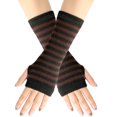 thumbnail image 1 of Zhuge Guantes sin dedos para mujer Guantes sin dedos con orificio para el pulgar Invierno cálido para mujeres Hombres-Negro Marrón, 1 of 4