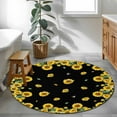 thumbnail image 4 of Round Rugs 3 Ft, Sunflower Black Non Slip Area Rugs for Kitchen Bedroom Entryway, Watercolor Floral Vintage Farmhouse Washable Carpet Runner Rug Floor Mats for Bedroom Home Decor, 4 of 9