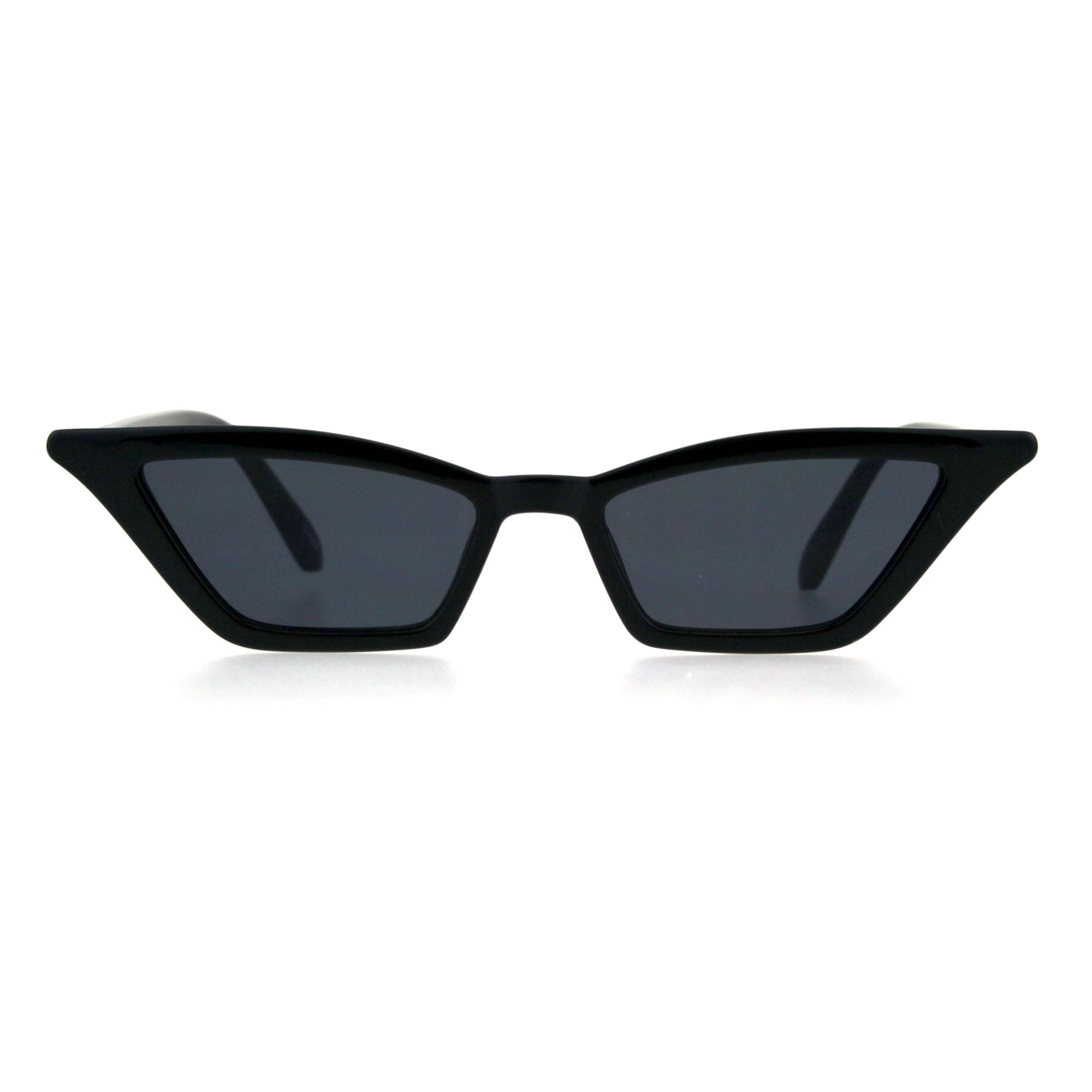 SA106 - Womens Mod Plastic Narrow Cat Eye Sunglasses All Black ...