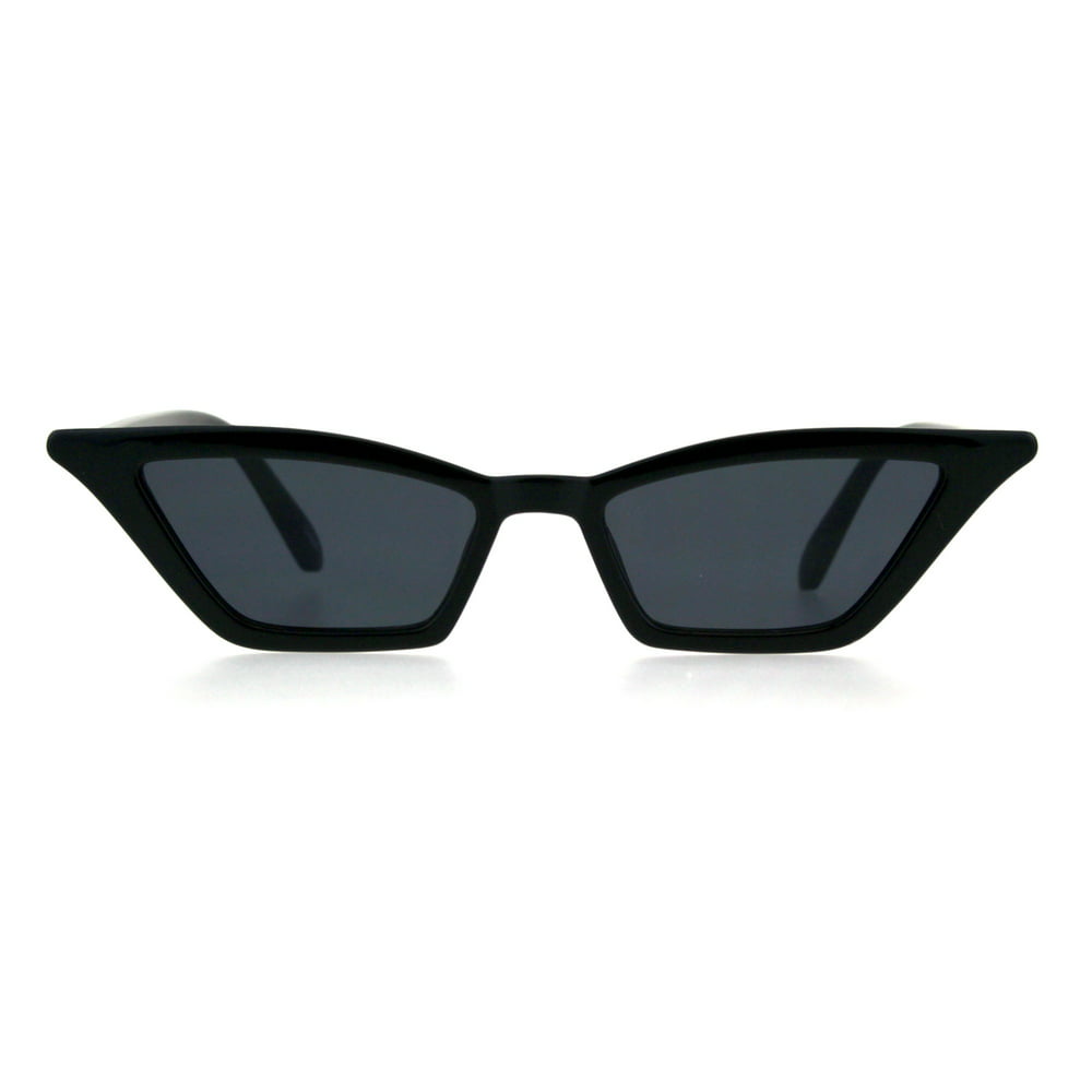 Sa106 Womens Mod Plastic Narrow Cat Eye Sunglasses All Black