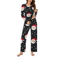 thumbnail image 2 of Hueook Fall Pajamas Women Cute Fall Pajamas for Women Women Christmas Fashionable and Casual Loose Printed Round Neck Button Up Long Sleeved Pants Pajama Set Multicolor XL, 2 of 7