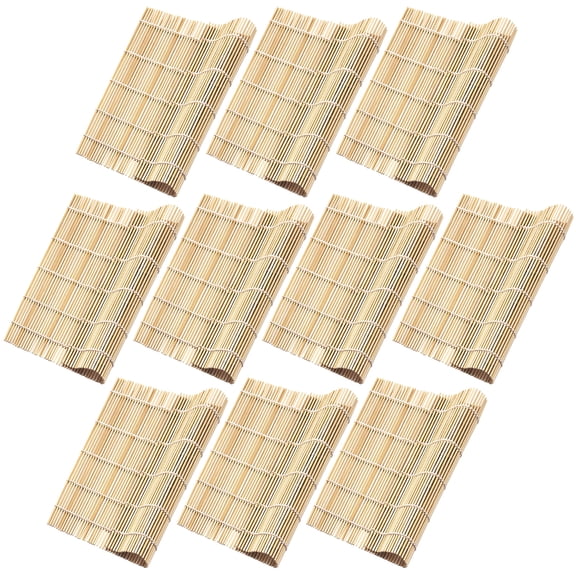 Fusion Select 10 Pack Bamboo Sushi Mat - Sushi Roller Mat for Making, Shaping & Molding Sushi Roll & Kimbap - Food-Safe Sushi Making Supplies, Tools & Accessories - Made of Natural Bamboo - 9.5x9.5"