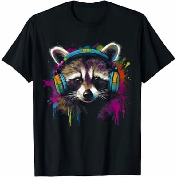 Animal Music Headphones Colourful Animal Motif Art Animal Shirt BLACK Unisex S-5XL Hot Trending Shirt, Vintage Birthday Gift