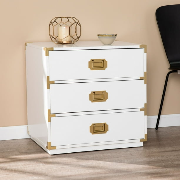 Southern Enterprises Kamdan White 3 Drawer Accent Chest White