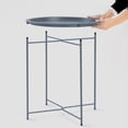 thumbnail image 4 of Folding Tray Metal Side Table Round End Table, Blue Sofa Small Accent Fold-able Table, Round End Table Tray, Next to Sofa Table, Snack Table for Living Room and Bed Room, 4 of 5