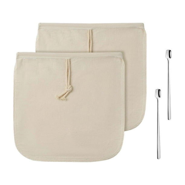 2 bolsas para café frío con 2 cucharas de acero inoxidable, cafetera reutilizable para café frío, color beige, para hogar