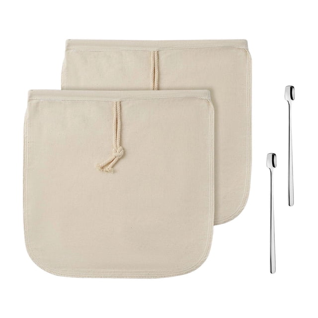 2 bolsas para café frío con 2 cucharas de acero inoxidable, cafetera reutilizable para café frío, color beige, para el hogar