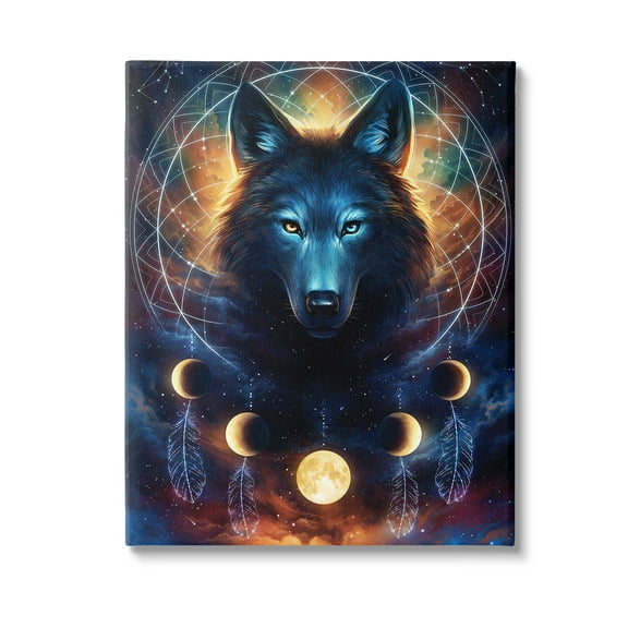 Stupell Industries Lunar Wolf & Galaxy Animals & Insects Painting Gallery Wrapped Canvas Art Print Wall Art, 16 x 20