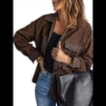thumbnail image 1 of Chaqueta de Mujer de Gran Tamaño con Botones y Larga con Aberturas. Marrón XXL, 1 of 7