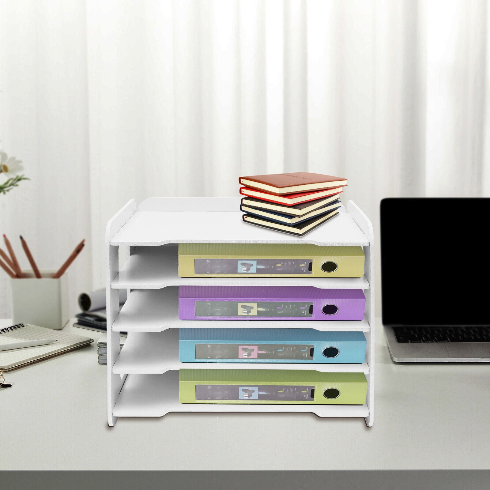 ZhdnBhnos 5Tier Stackable Letter File Tray Office Desk Paper Document Storage Organizer Holder