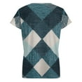 thumbnail image 6 of Teal Geometric Woven Textile Pattern Women's Blouse Short Sleeve Women's Top T-Shirt Spring Summer Clothes, 6 of 7