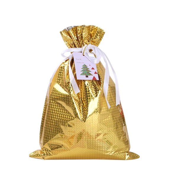 Billuyoard Bolsa de regalo de Santa caramelo bolsa de bolsa copo de nieve crujiente bolsa adornos con letras Merry Christmas para nuevo para el Kits de decoración para fiestas Oro láser medio