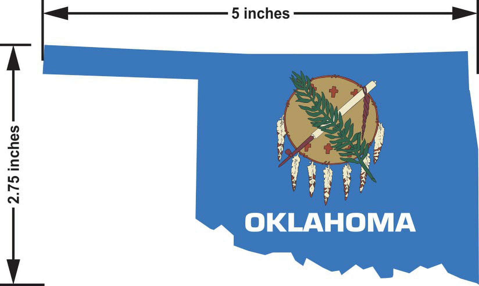 Two Pack Oklahoma State Shaped Flag Stickers – Self-Adhesive Vinyl Decals, Made In USA