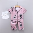 thumbnail image 4 of Summer Baby Kids Girls Boys Giraffe Sleepwear Set Short Sleeve Blouse Tops+Night Pants Blue Rabbit 120, 4 of 6