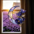 thumbnail image 3 of Moon & Purple Flower ACRYLIC Suncatcher – Crescent Faux Stained Glass Window Hanging, Boho Decor Gift for Mom or Her 1875731002 2061, 3 of 4