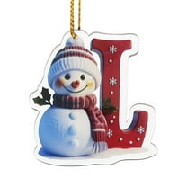 AuroraX Snowman Christmas Decorations Shatterproof Plastic 2025 Cute Christmas Tree Ornaments Letter (L) Teens Family Holiday Xmas Party Supplies