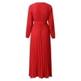thumbnail image 6 of TAIAOJING Women Casual Long Sleeve Dresses Autumn And Winter V Neck Dress Pleated A Line Dress In The Long Dress, 6 of 7