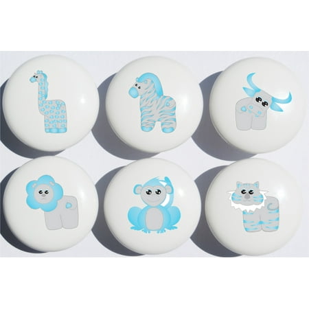 Blue Safari Drawer Pulls Jungle Ceramic Cabinet S Nursery Set Of 6 Blue Safari Drawer Pulls Jungle Ceramic Cabinet S Nursery Set Of 6